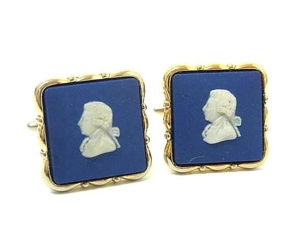■美品■ WEDGWOOD ウェッジウッド ジャスパー カフスボタン カフリンクス アクセサリー 紳士 メンズ ゴールド系 DE4188 冠婚葬祭 結婚式 葬式