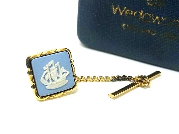 WEDGWOOD ウェッジウッド ジャスパー ネクタイピン アクセサリー 紳士 メンズ ライトブルー系×ゴールド系 DE5192 冠婚葬祭 結婚式 葬式
