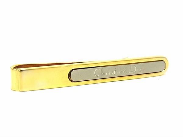 ■美品■ ChristianDior クリスチャンディオール ネクタイピン タイピン アクセサリー ビジネス 紳士 ゴールド系 DE7656 冠婚葬祭 結婚式 葬式