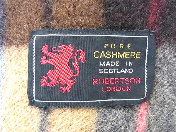 pleasure-Store 楽天市場店の■美品■ ROBERTSON LONDON ロバートソンロンドン カシミヤ100％ フリンジ マフラー ストール 防寒具 ブラウン系×マルチカラー DK1456｜アングル3