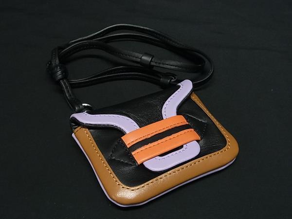 ■極美品■ PIERRE HARDY ピエールアルディ アルファチャーム レザー ストラップ付 ポーチ マルチケース 小物入れ ブラック系 FG4744