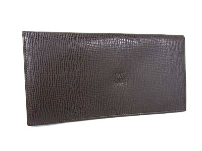 ■新品■未使用■ LOEWE ロエベ アナグラム レザー 二つ折り 長財布 ウォレット 札入れ カード入れ メンズ ダークブラウン系 FK7524