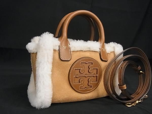 トリーバーチ ハンドバッグ ■新品■未使用■ TORY BURCH トリーバーチ ラムレザー×ボア 2WAY ハンドバッグ ショルダー クロスボディ ブラウン系×ホワイト系 AW5411