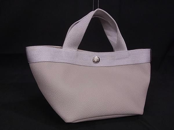 ■新品同様■ Herve Chapelier エルベシャプリエ レザー 舟形トート ハンドバッグ レディース グレージュ系 FA3652