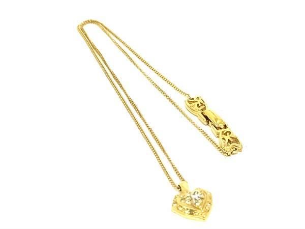 乐天商城 - ■美品■ NINA RICCI ニナリッチ ロゴモチーフ ハート ラインストーン ネックレス ペンダント アクセサリー ゴールド系 DD7083