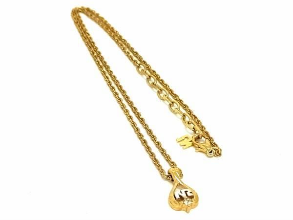 樂天商城 - ■美品■ NINA RICCI ニナリッチ ロゴモチーフ ラインストーン ネックレス ペンダント アクセサリー レディース ゴールド系 DD7117
