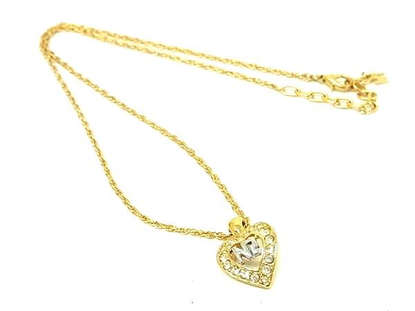 樂天商城 - ■極美品■ NINA RICCI ニナリッチ ラインストーン ハート ネックレス ペンダント アクセサリー レディース ゴールド系 DD7647
