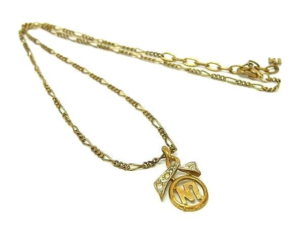 Aquamarine - NINA RICCI ニナリッチ ロゴモチーフ ラインストーン ネックレス ペンダント アクセサリー レディース ゴールド系 DE7406