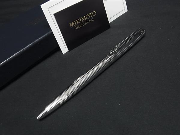 ■極美品■ MIKIMOTO ミキモト オニキス ツイスト式 ボールペン 筆記用具 文房具 ステーショナリー シルバー系 DH4282