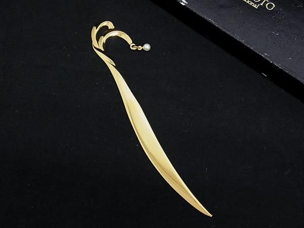 ■美品■ MIKIMOTO ミキモト 本真珠 アコヤ真珠 パール 約3mm ブックマーク ブックマーカー しおり 栞 ゴ..