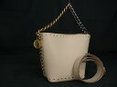 ■新品同様■ STELLA McCARTNEY ステラ マッカートニー フレイム レザー チェーン 2WAY ハンドバッグ ショルダー ピンクベージュ系 FI9189