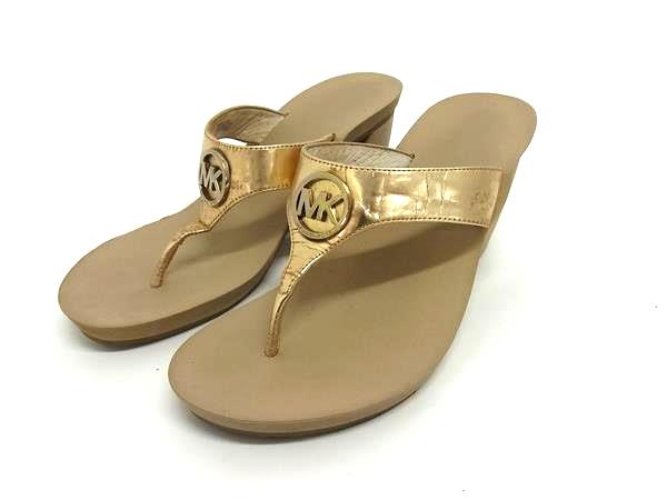 MICHAEL KORS マイケルコース パテントレザー ヒール トング サンダル 表記サイズ 7 1/2 (約24.5cm) 靴..