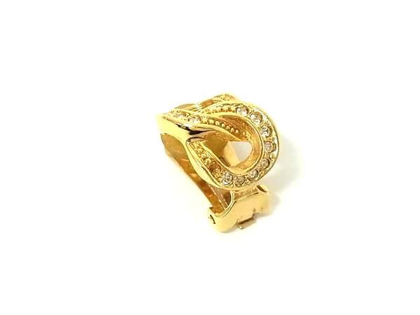 ChristianDior ディオール ラインストーン 片耳のみ クリップ式 イヤリング アクセサリー レディース ゴールド系 DH4535