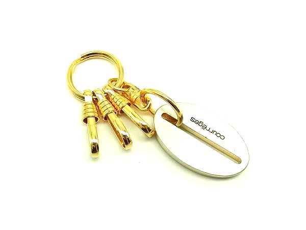 ■美品■ courreges クレージュ キーリング キーホルダー チャーム レディース ゴールド系×シルバー系 DH..
