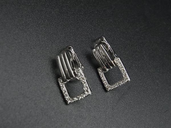 乐天商城 - ■美品■ NINA RICCI ニナリッチ ラインストーン クリップ式 イヤリング アクセサリー レディース シルバー系 DJ4758