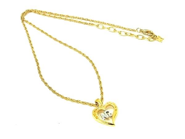 NINA RICCI ニナリッチ ロゴモチーフ ラインストーン ハート ネックレス ペンダント アクセサリー レディース ゴールド系 DE6780