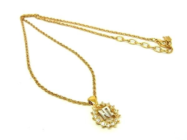 樂天商城 - ■美品■ NINA RICCI ニナリッチ ロゴモチーフ ラインストーン ネックレス ペンダント アクセサリー レディース ゴールド系 DE7328