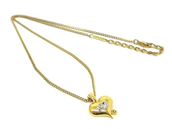 ■美品■ NINA RICCI ニナリッチ ハート ロゴモチーフ ネックレス ペンダント アクセサリー レディース ゴールド系 DE7458