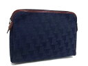 ■美品■ LANVIN ランバン キャンバス クラッチバッグ セカンドバッグ マルチポーチ マルチケース 小物入れ メンズ ネイビー系 DH4352