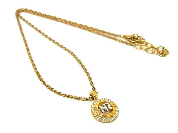 樂天商城 - ■美品■ NINA RICCI ニナリッチ ロゴモチーフ ラインストーン ネックレス ペンダント アクセサリー レディース ゴールド系 DE7801