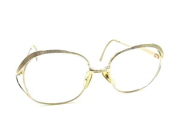 ChristianDior クリスチャンディオール ヴィンテージ 度入り メガネ めがね 眼鏡 レディース メンズ アイボリー系×ゴールド系 DL7056(4.0)