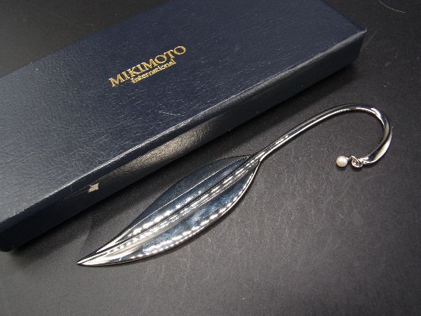 ■美品■ MIKIMOTO ミキモト 本真珠 アコヤ真珠 パール 約3mm ブックマーク ブックマーカー 栞 しおり シルバー系 DE2459