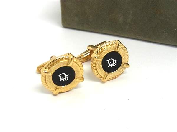 ChristianDior クリスチャンディオール ヴィンテージ カフスボタン カフリンクス アクセサリー ゴールド系×ブラック系 DL8849