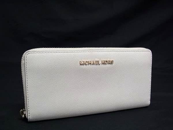 乐天商城 - MICHAEL KORS マイケルコース レザー ラウンドファスナー 長財布 ウォレット 小銭入れ 札入れ カード入れ アイボリー系 DL8906