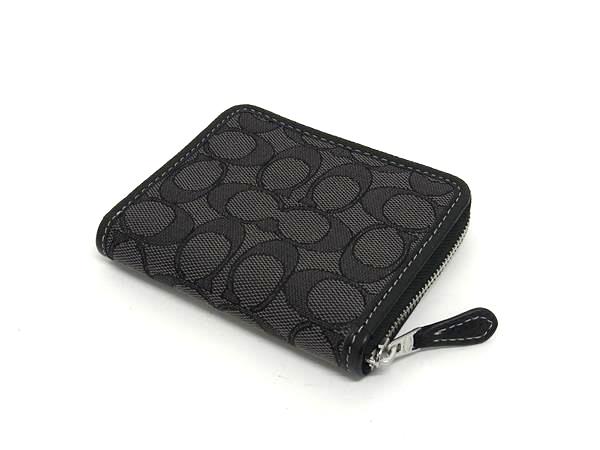 ■新品■未使用■ COACH コーチ CH389 シグネチャー キャンバス×レザー 二つ折り 財布 ウォレット ブラック系 FM0392 2