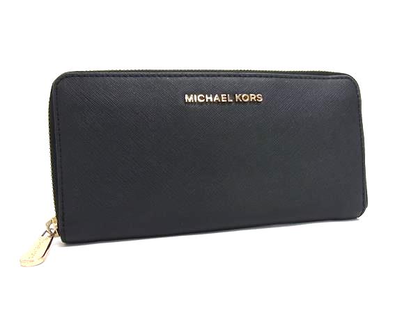 A, E, H, I, L, V, Y - ■美品■ MICHAEL KORS マイケルコース レザー ラウンドファスナー 長財布 ウォレット 小銭入れ 札入れ カード入れ ブラック系 DL8321
