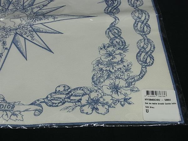 ■新品■未使用■ChristianDior ディオール レーヴダンフィニ リネン テーブルクロス テーブルウェア アイボリー系×ブルー系 BI9424