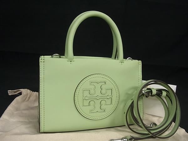 トリーバーチ　ポシェット ■新品同様■ TORY BURCH トリーバーチ エラ レザー 2WAY ハンドバッグ ショルダー ポシェット レディース グリーン系 FC0137