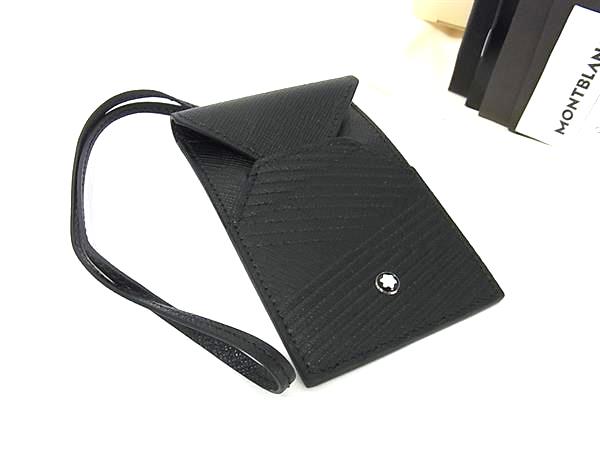 ■新品■未使用■ MONT BLANC モンブラン BMW コラボ レザー ラゲージタグ カードケース バッグチャーム ブラック系 FX1795