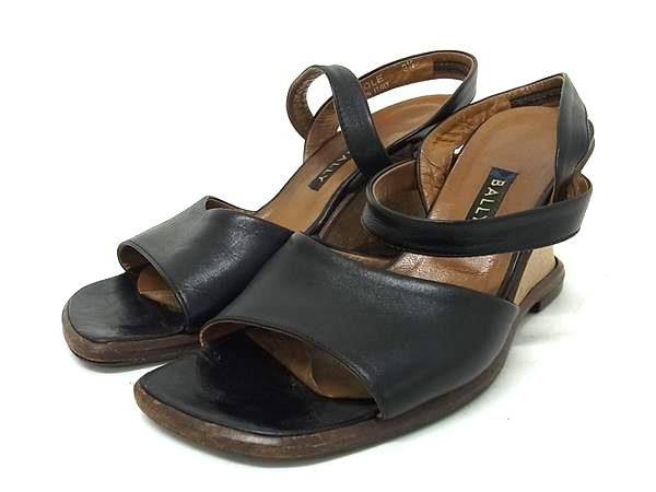 BALLY バリー レザー ヒール サンダル 表記サイズ3 1/2(約22.5cm) 靴 シューズ レディース ブラック系×ブラウン系 DF2372