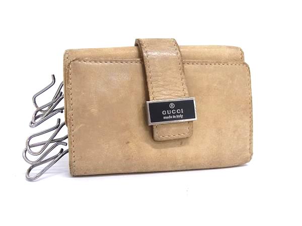 GUCCI グッチ 033 1323 レザー 6連 キーケース 鍵入れ メンズ レディース ベージュ系 DI3291
