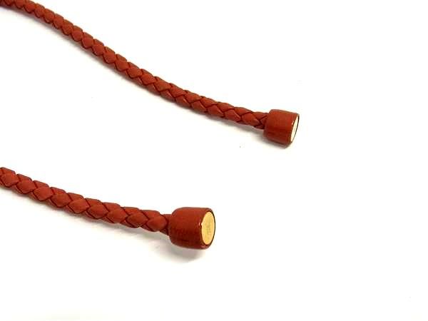 ■美品■ BOTTEGA VENETA ボッテガヴェネタ イントレチャート レザー ロープベルト 紐 レディース ブラウン系 FU3408