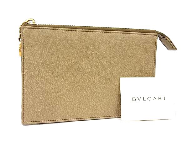 樂天商城 - ■美品■ BVLGARI ブルガリ ブルガリ レザー ポーチ マルチケース 小物入れ レディース ベージュ系 DD9598