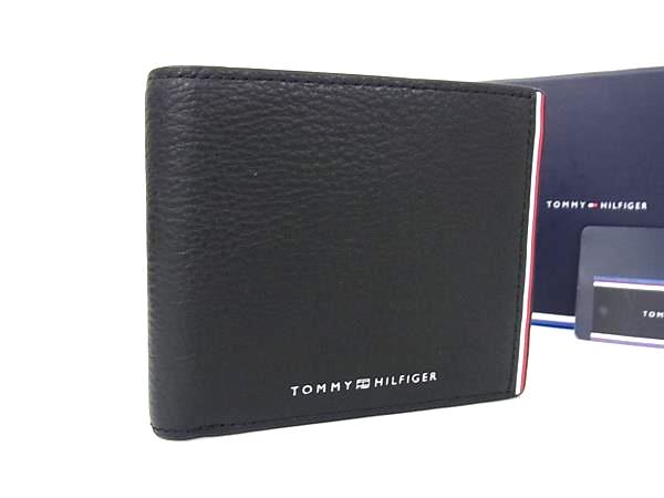 ■新品■未使用■ TOMMY HILFIGER トミーヒルフィガー レザー 二つ折り 財布 ウォレット メンズ ブラック系 BJ8524