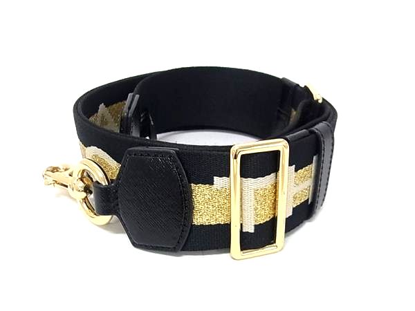 ■美品■ MARC JACOBS マークジェイコブス ウェビング キャンバス バッグ用 ショルダーストラップ 斜め掛け 肩掛け ブラック系 HB1140