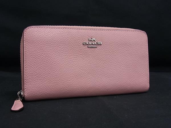 COACH コーチ 58059 レザー ラウンドファスナー 長財布 ウォレット 札入れ 小銭入れ カード入れ レディース ライトピンク系 DK9166