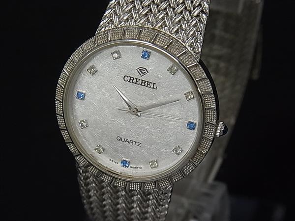 ■美品■ CREBEL クレベル G-216 SS 生活防水 クォーツ 腕時計 ウォッチ メンズ レディース シルバー系×ライトブルー系 DM9934