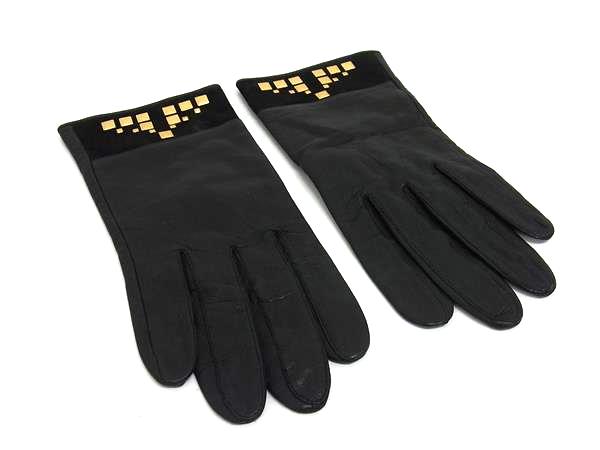 GIVENCHY ジバンシィ レザー 手袋 グローブ 防寒具 レディース ブラック系 DL5471