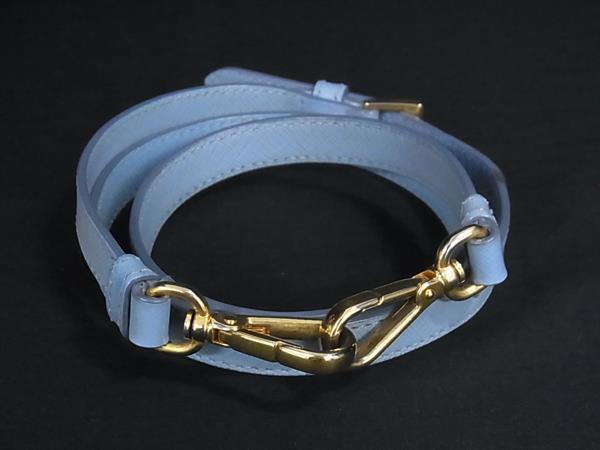PRADA プラダ サフィアーノレザー バッグ用 ショルダーストラップ ショルダーベルト クロスボディ 斜め掛け ライトブルー系 FU9587