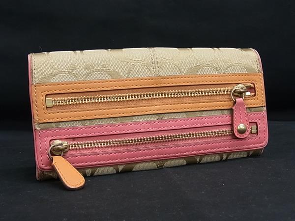 乐天商城 - COACH コーチ シグネチャー キャンバス×レザー 二つ折り 長財布 ウォレット 札入れ 小銭入れ カード入れ ライトブラウン系 DK9199