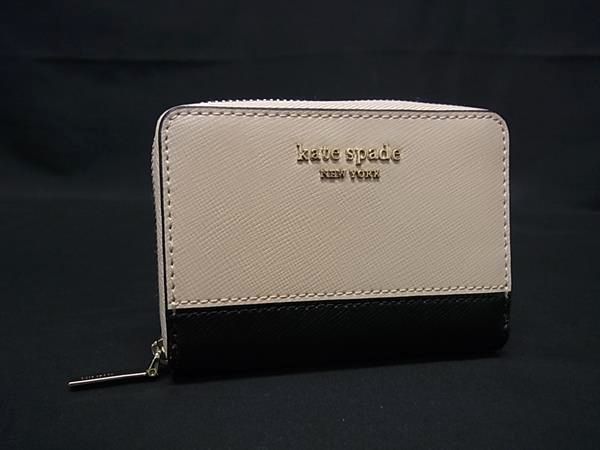 Name Card Cases - ■新品■未使用■ kate spade ケイトスペード レザー カードケース カード入れ 名刺入れ ライトベージュ系×ブラック系 BP7118