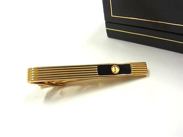 ■新品同様■ dunhill ダンヒル タイピン タイクリップ アクセサリー 紳士 ビジネス メンズ ゴールド系×ブラック系 DH5292