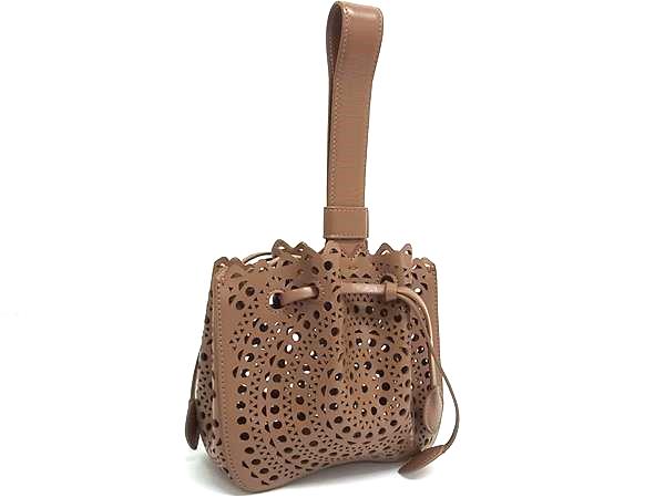 ■新品同様■ ALAIA アライア ローズマリー レザー ワンハンドル ハンドバッグ レディース ブラウン系 FN..