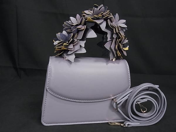 ■新品同様■ ZARA ザラ レザー 2WAY クロスボディ ハンドバッグ ショルダー レディース パープル系 AQ3835