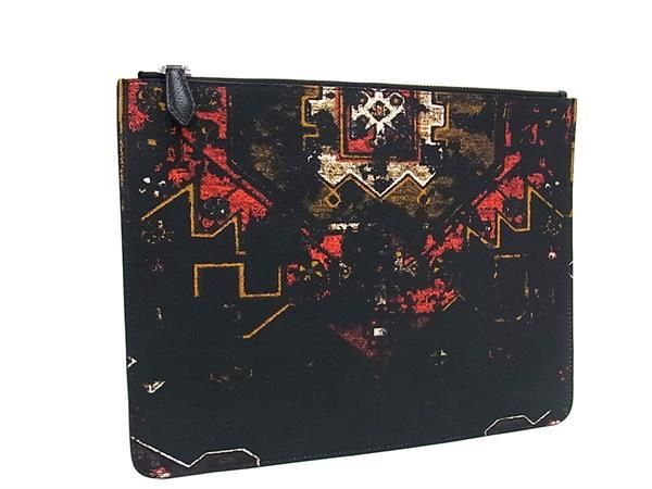 ジバンシィ ■新品同様■ GIVENCHY ジバンシィ PVC 総柄 クラッチバッグ セカンドバッグ マルチポーチ ブラック系×マルチカラー AS4770