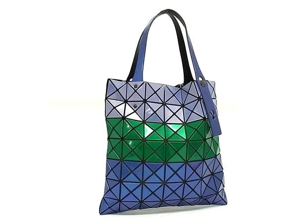 ■新品同様■ BAO BAO ISSEY MIYAKE バオバオイッセイミヤケ プリズム PVC トートバッグ ハンドバッグ ブルー系×グリーン系 AX3231